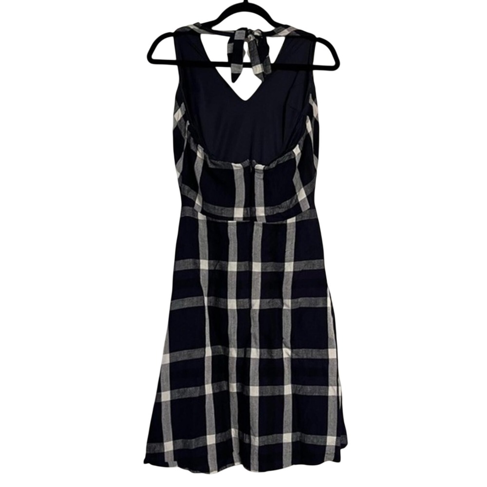 Coconinno Retro Fit‎ n Flare Gingham Plaid 100% Linen Halter Dress Large - Picture 2 of 9
